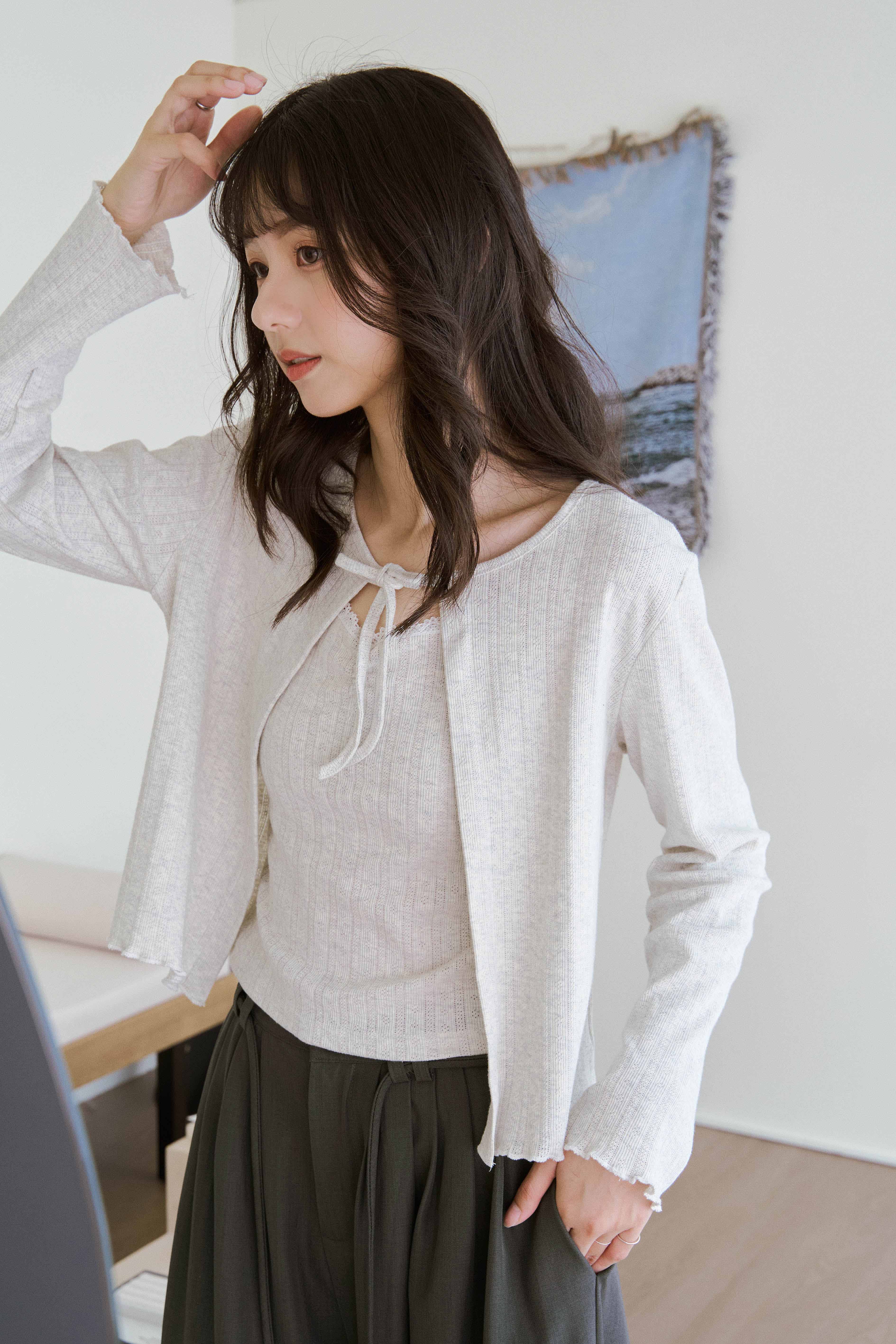 (預)蕾絲提花兩件式上衣