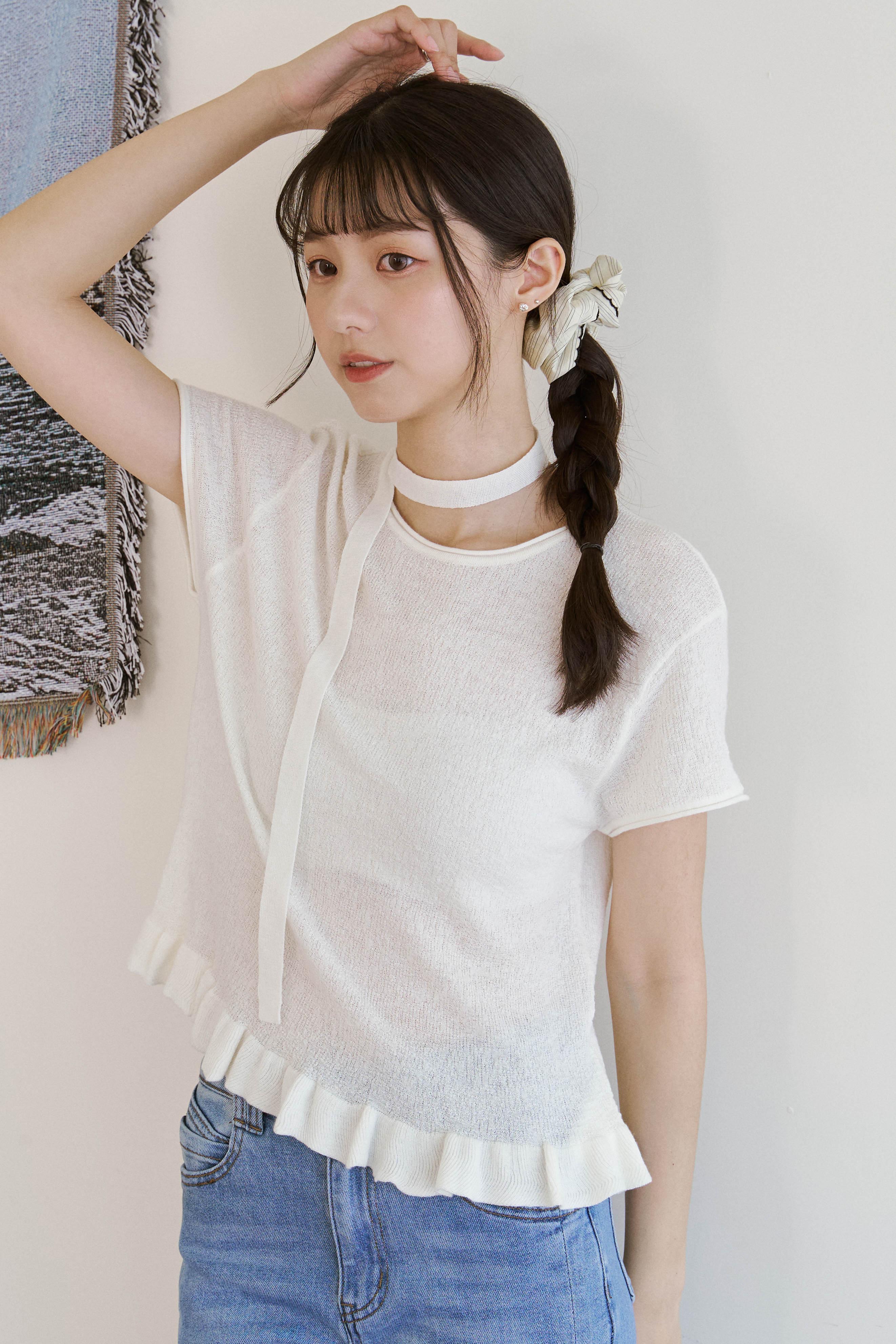 皺皺紋理小裙擺針織衣