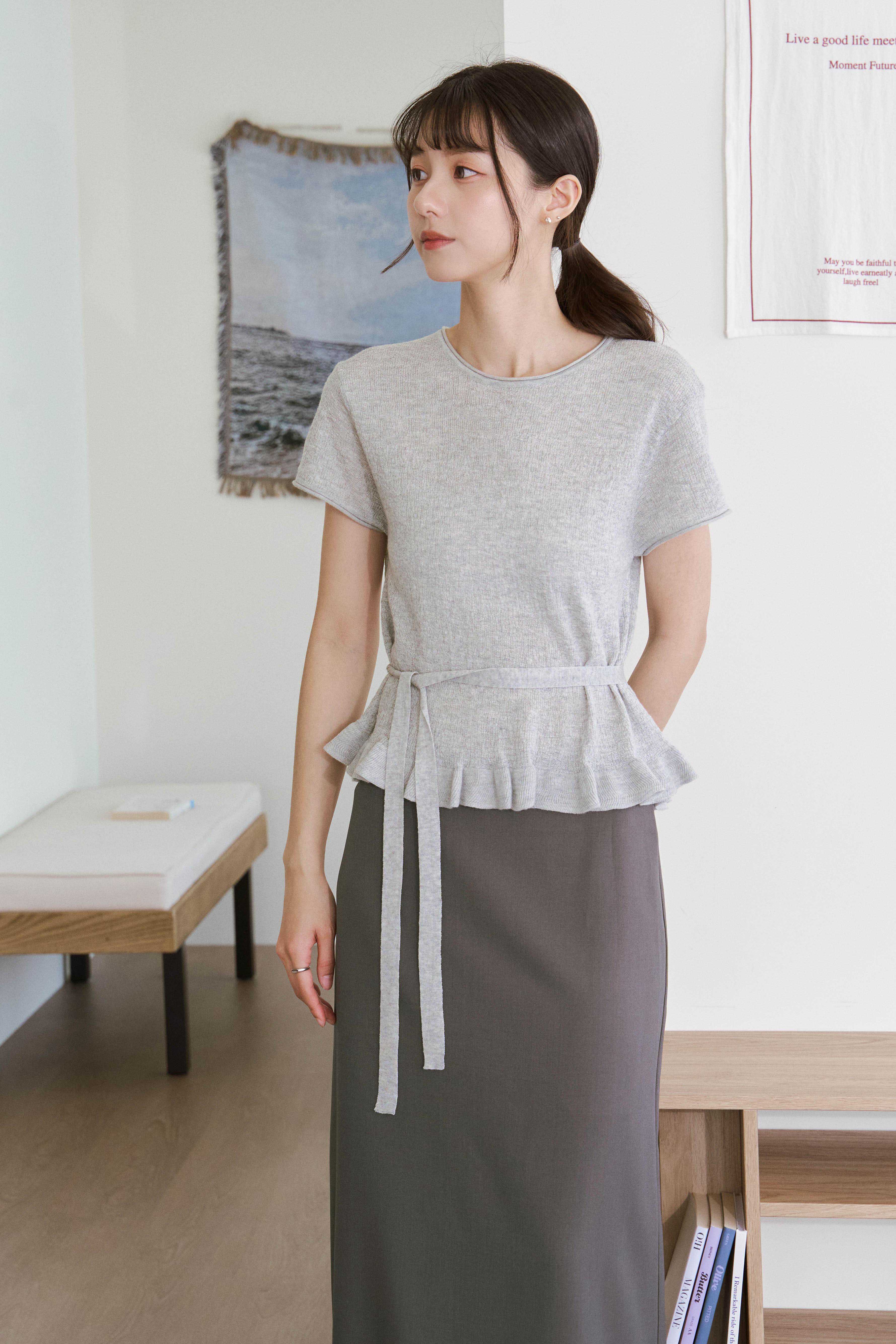 皺皺紋理小裙擺針織衣