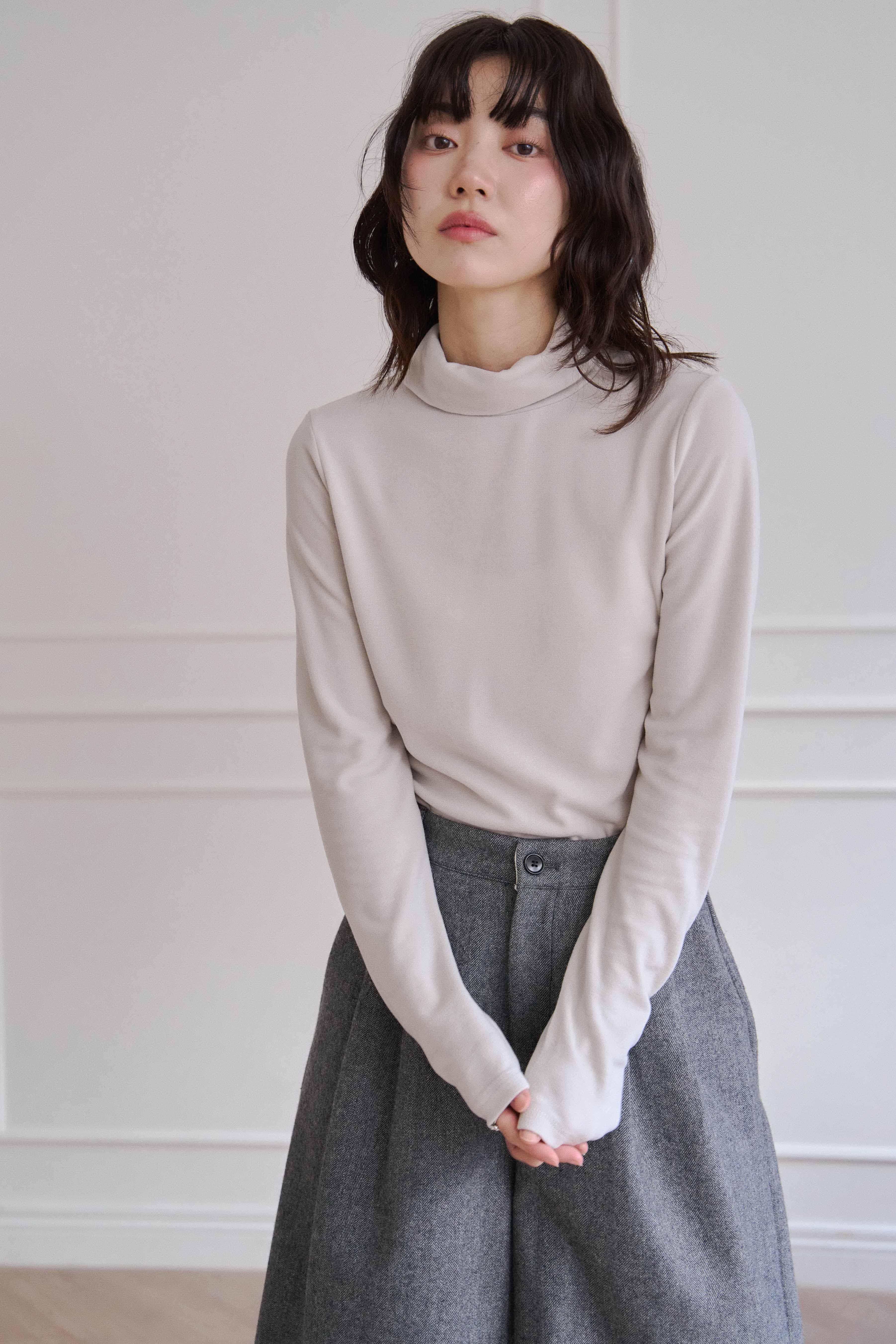 (預)開衩翻領柔棉長袖上衣