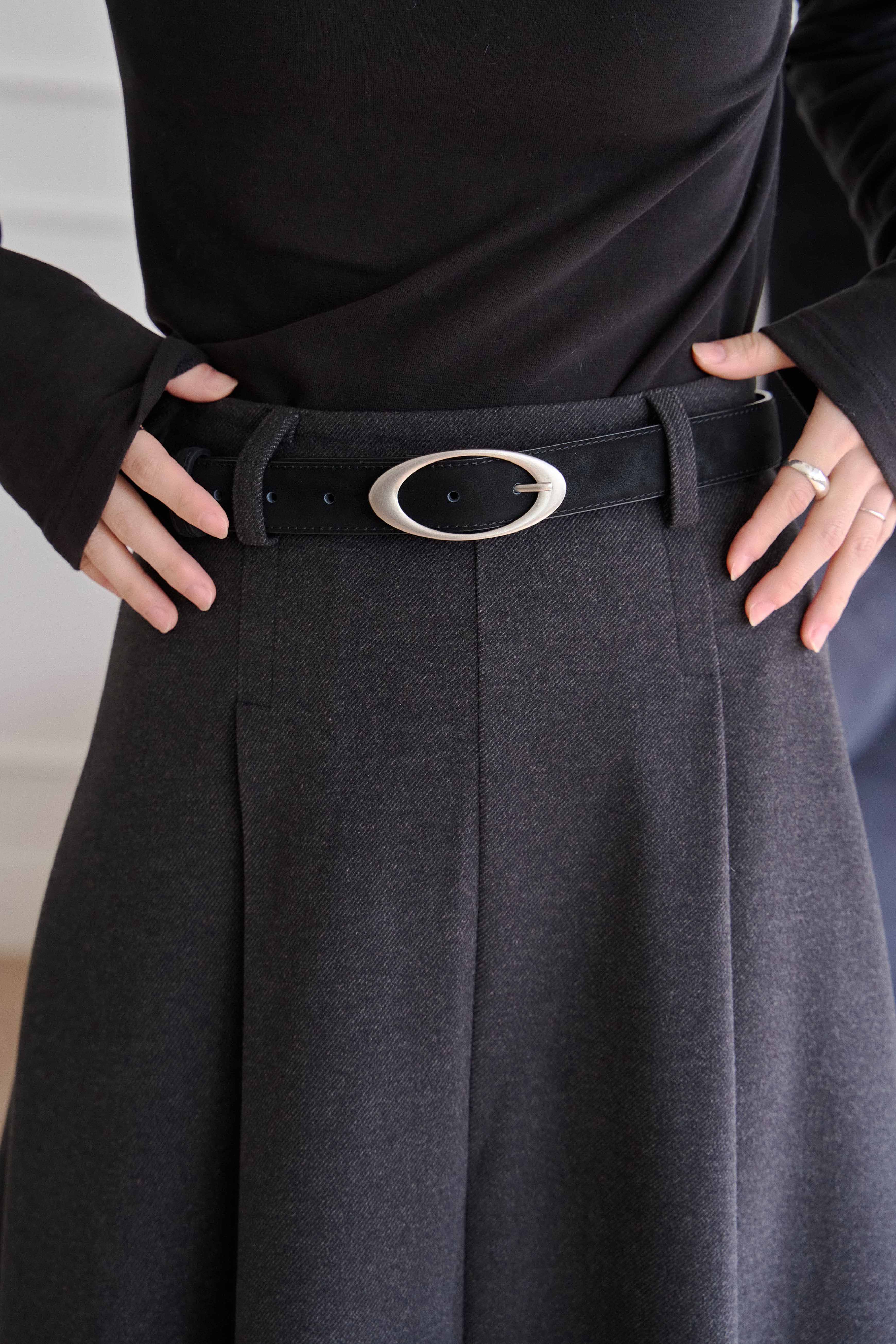 橢圓釦環磨砂皮帶