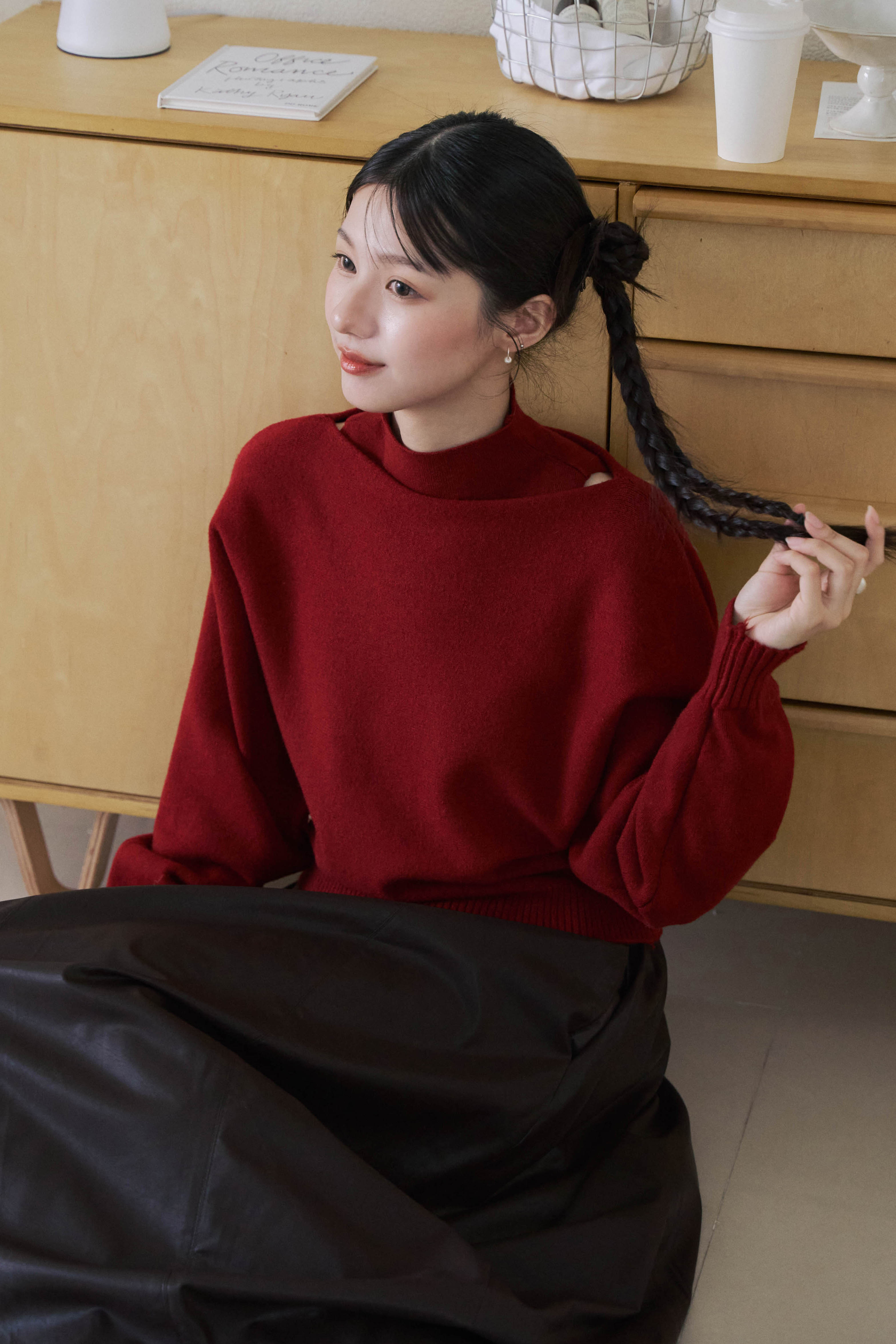 層次露肩兩件式針織衣