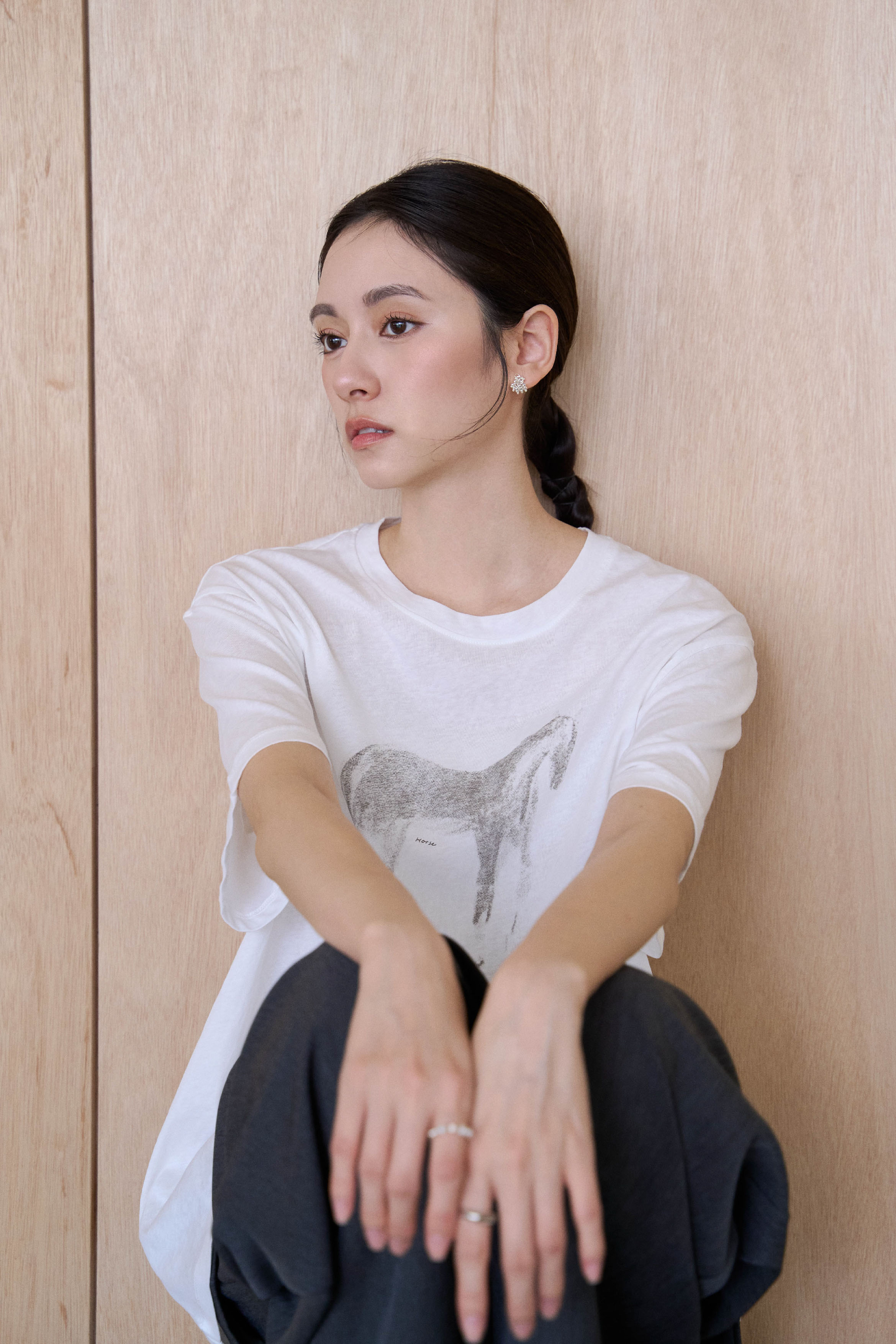 素描馬影寬鬆棉TEE