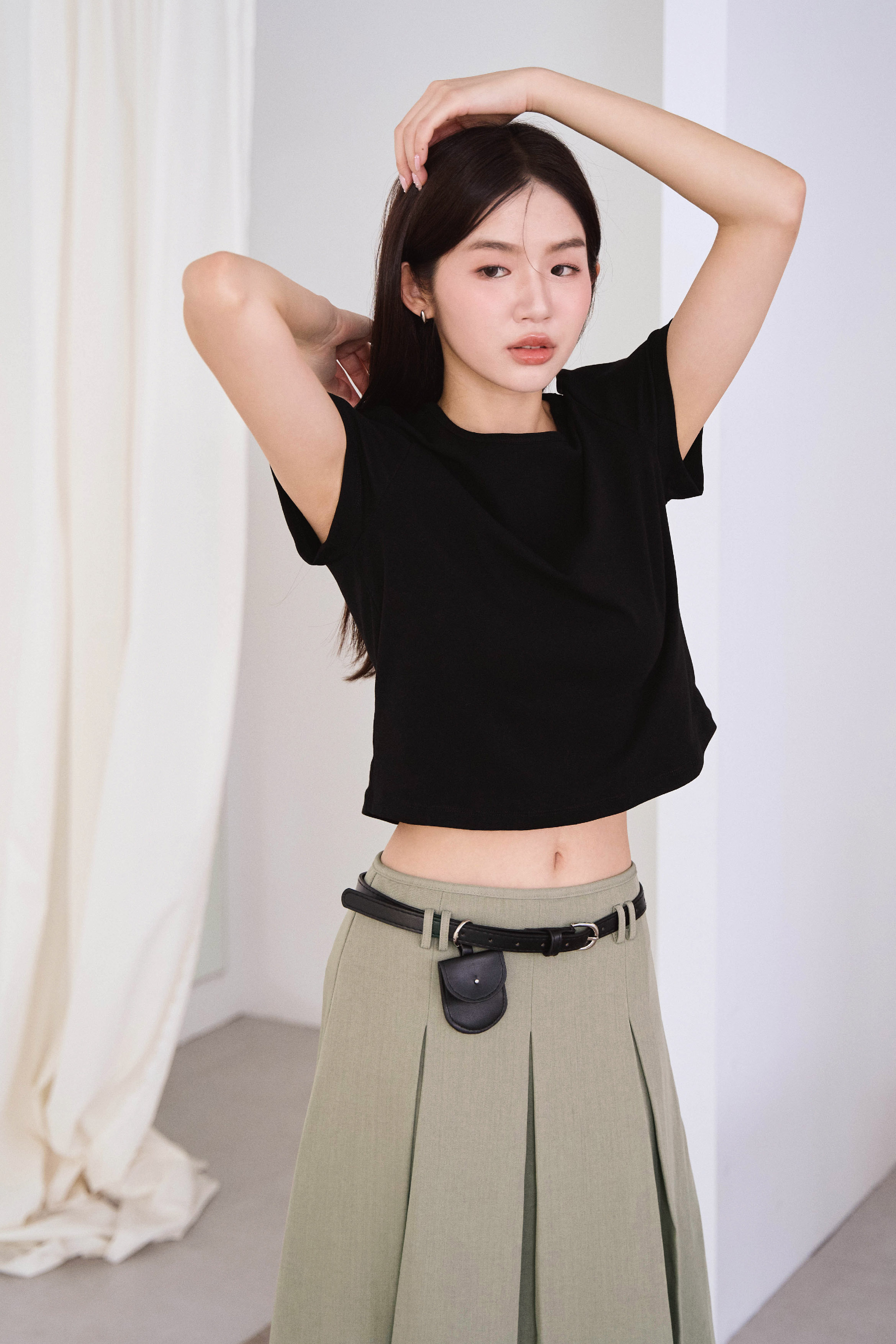 低肩線鬆身挺版棉TEE