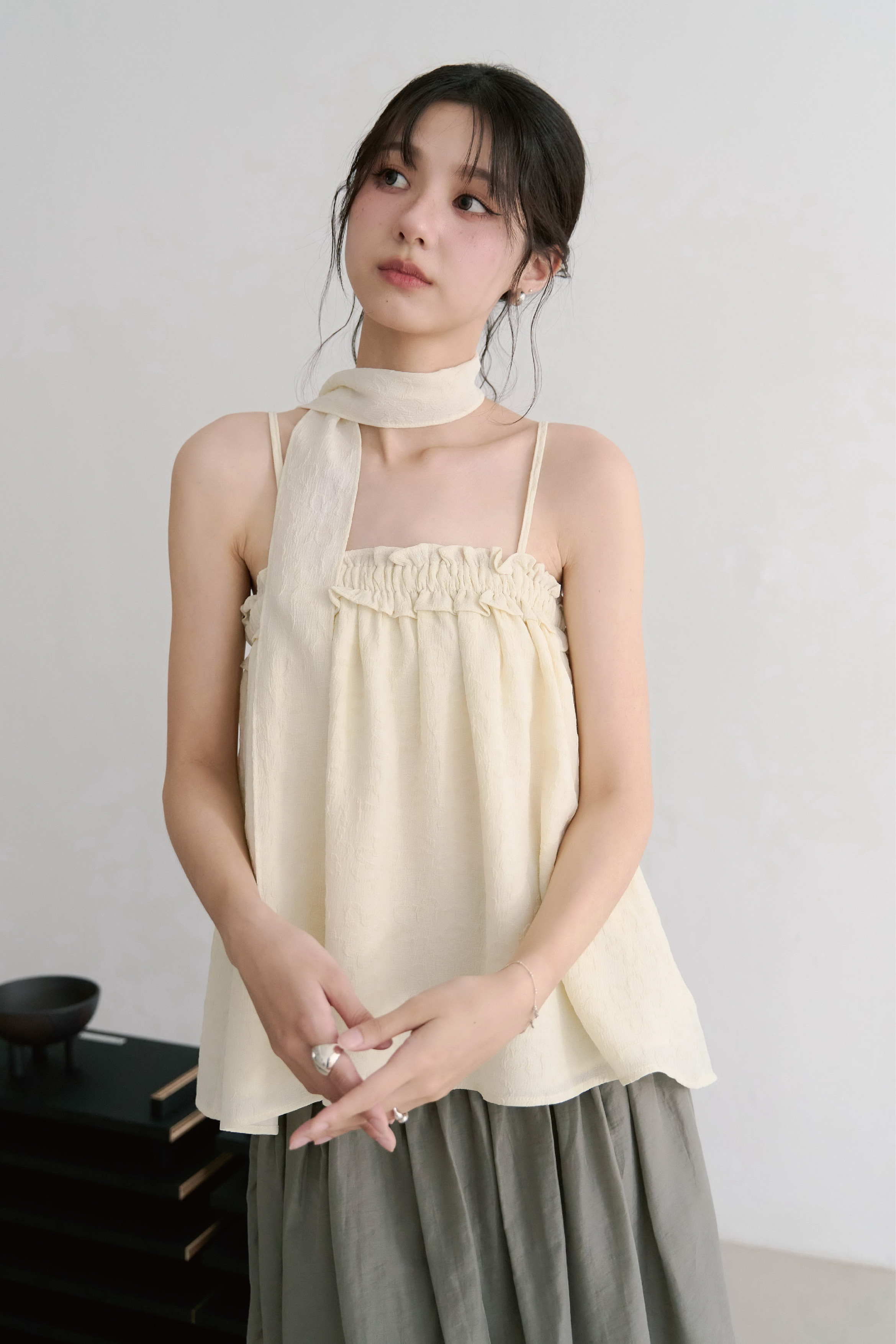 花朵鬆緊平口背心(含綁帶)