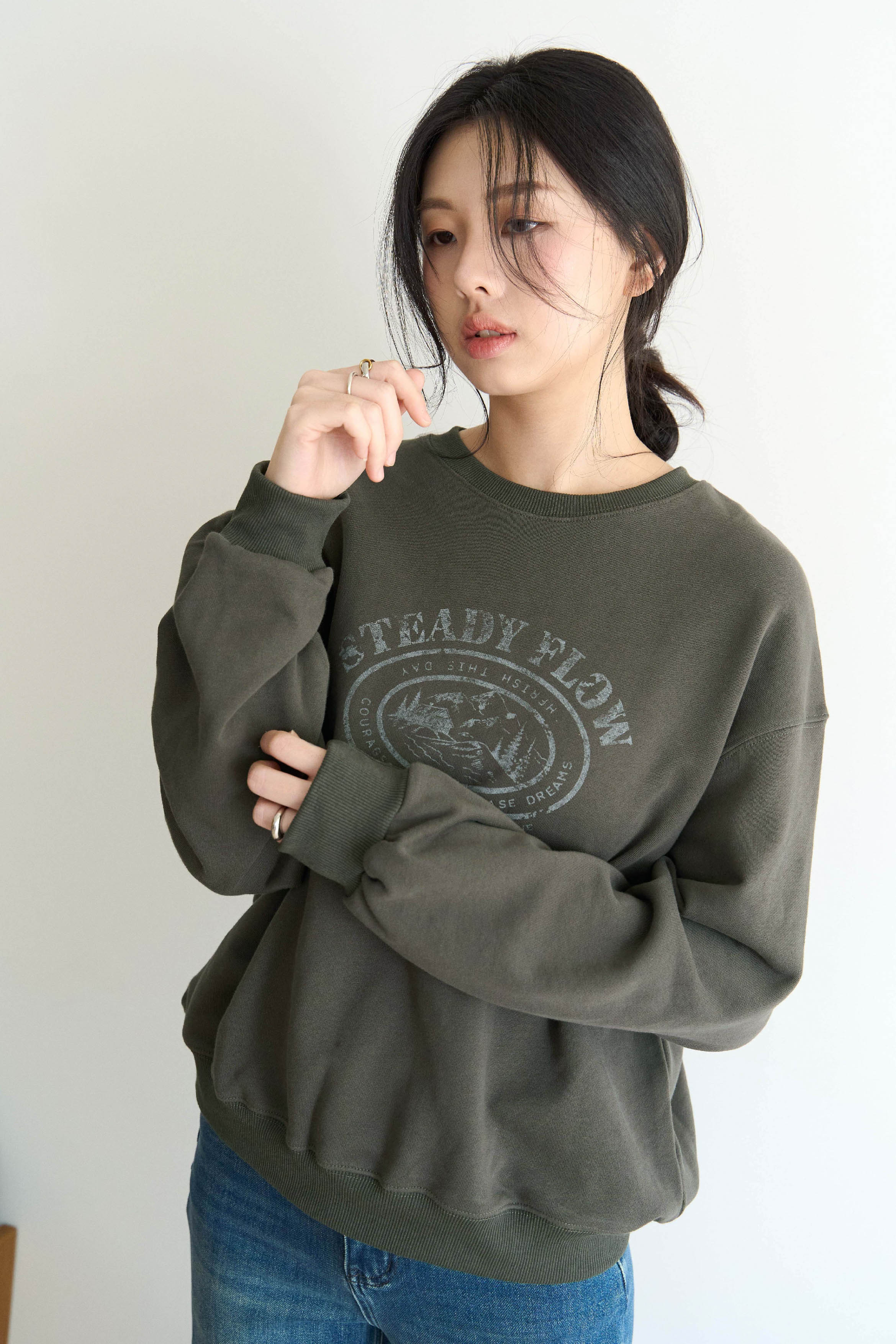 斑駁洗舊印花大學TEE