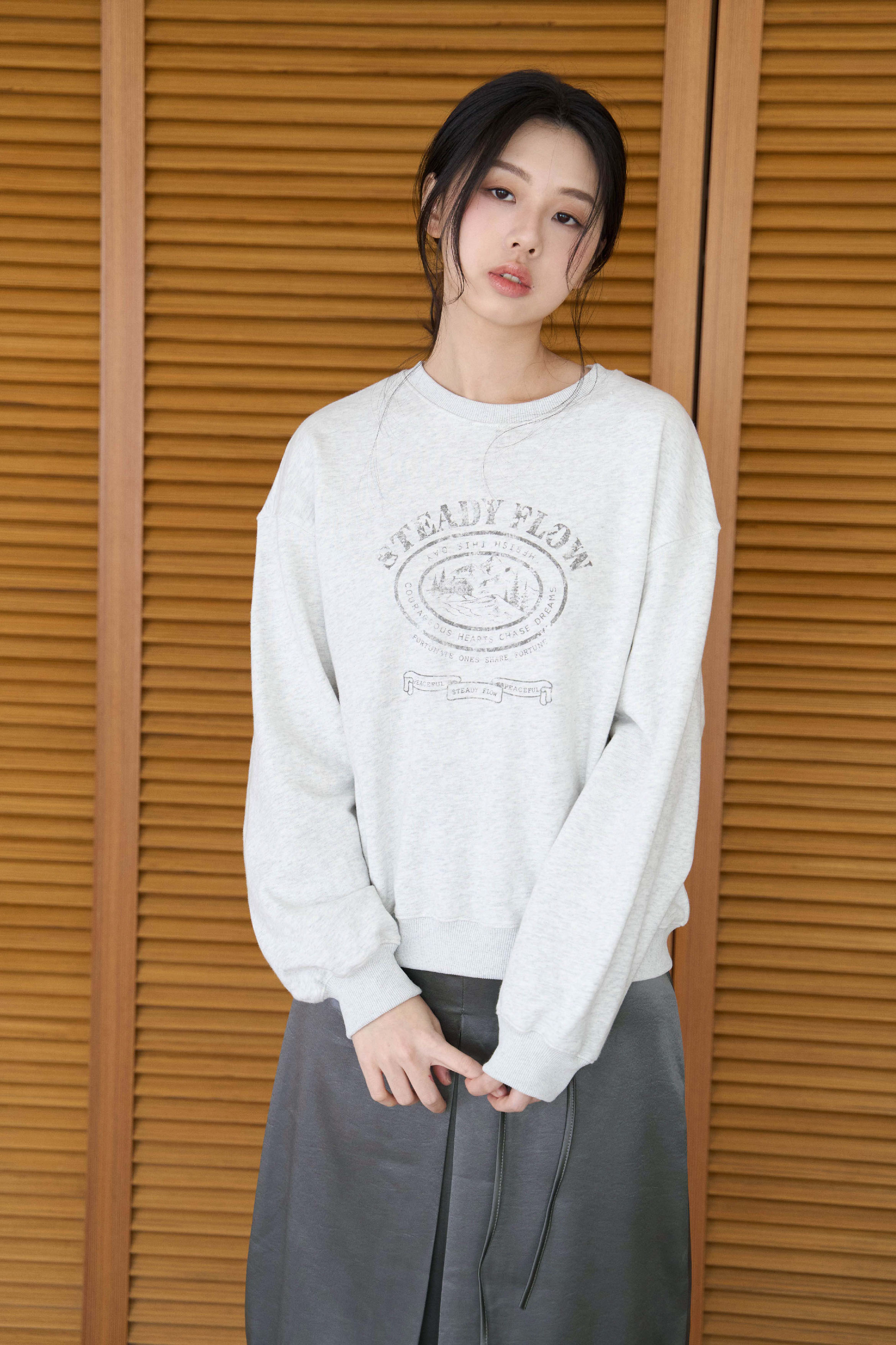 斑駁洗舊印花大學TEE