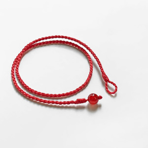 紅瑪瑙雙圈蠟線手環 (正紅)