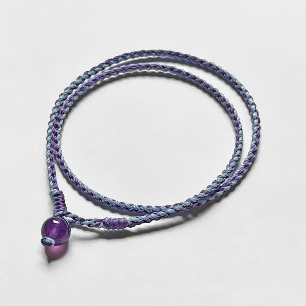 紫水晶雙圈蠟線手環 (淡藍+藍紫)