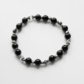 黑曜石白水晶316L不鏽鋼手鍊