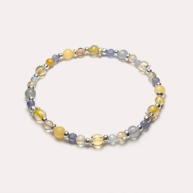 鈦晶黃水晶拉長石堇青石手鍊