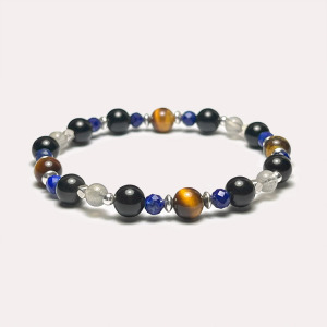 黑曜石黃虎眼青金石手鍊