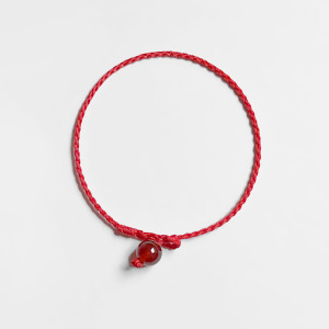 紅石榴石四股編超細蠟線手環(正紅)