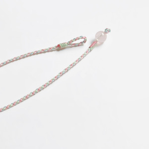 粉晶四股編超細蠟線手環( 粉紅+淺綠)