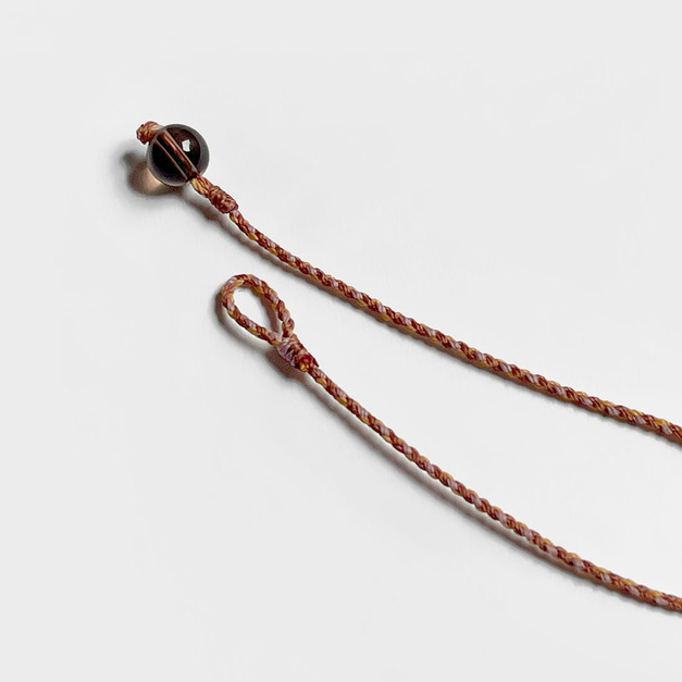 茶晶四股編超細蠟線手環(咖+米黃)