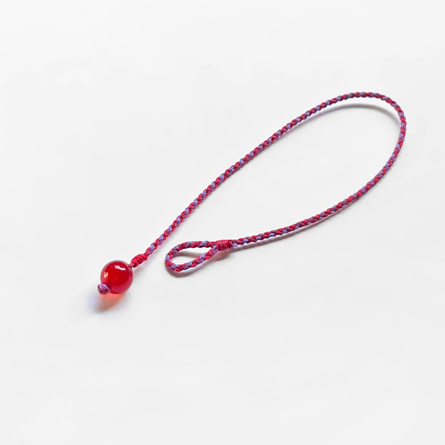 紅瑪瑙四股編超細蠟線手環(紅+藍紫)