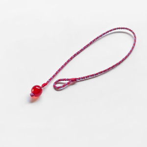 紅瑪瑙四股編超細蠟線手環(紅+藍紫)