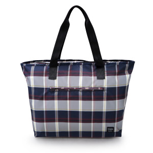 傘布收納輕便包 - 藍灰方格