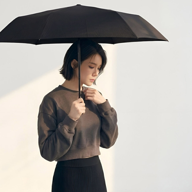 220g極輕安全不回彈自動傘 - 曜石黑
