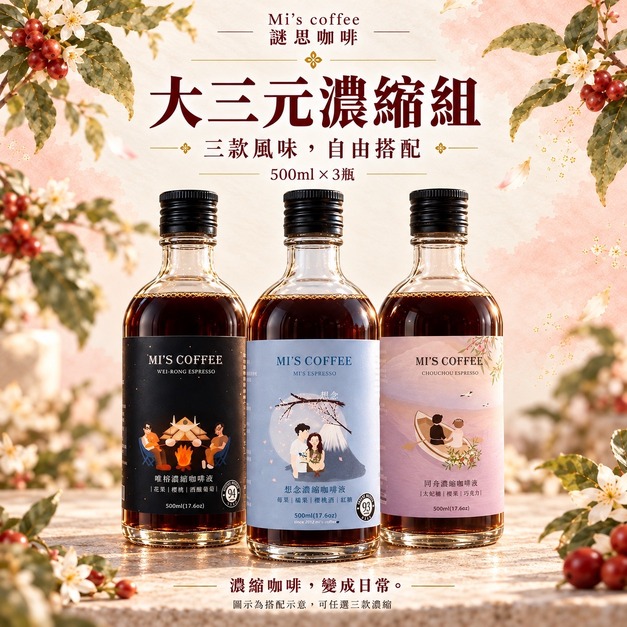 大三元濃縮咖啡液三瓶組｜500ml&times;3瓶