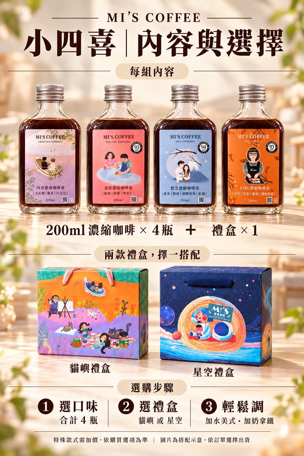 小四喜濃縮咖啡禮盒 200ml 四瓶