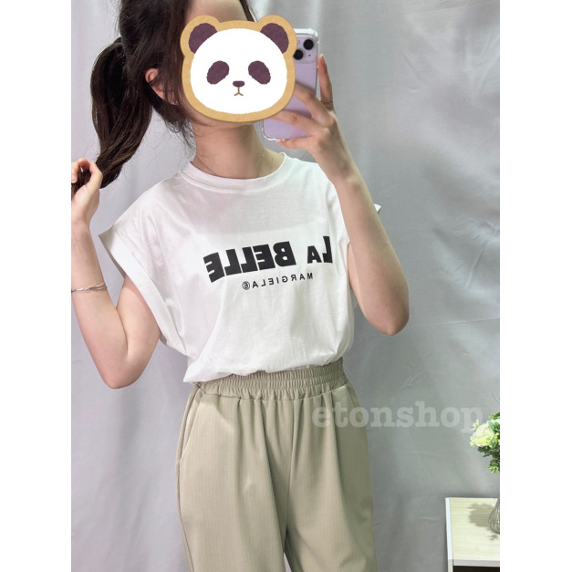 袖反摺字母棉T