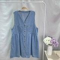 無袖排釦牛仔短洋裝_4