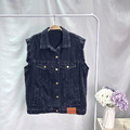 抽鬚口袋牛仔背心_4