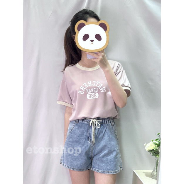 配色字母棉T