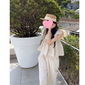 [夏日風情]棉麻飛袖上衣+綁帶哈倫褲套裝_2