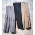挺版棉麻料抽繩工裝褲_4