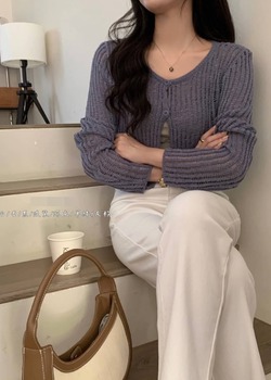 雙釦兩面穿針織上衣