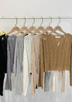 V領麻花針織上衣