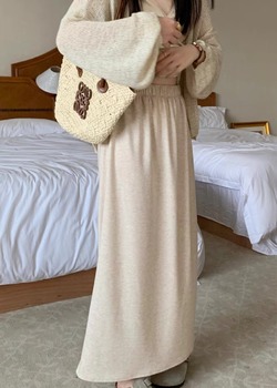 後開衩軟糯棉長裙