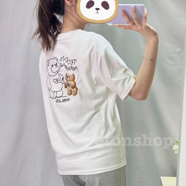 小熊的自畫像後刺繡大圖棉T