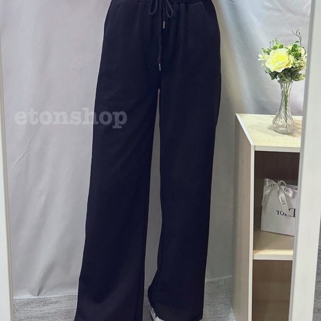 衛衣棉綁帶口袋直筒長褲