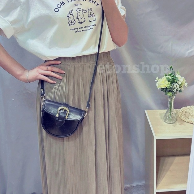 超涼感細壓褶開衩直筒裙