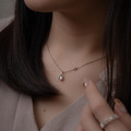 水滴小圓鑽鋯石鑲嵌．鎖骨鍊 - 銀色/玫瑰金色_1