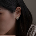 鏤空珍珠花朵．蚊香盤耳夾 - 白色_1