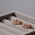 鏤空鑲鑽皇冠耳圈．蚊香盤耳夾 - 玫瑰金色_3