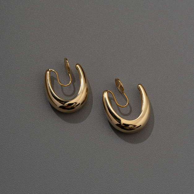 U形耳圈．蚊香盤耳夾 - 金色