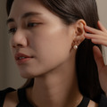 自訂款｜蝴蝶結垂墜珍珠．蚊香盤耳夾 - 銀色/玫瑰金色_2