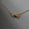 迷你滿鑽蝴蝶結．925純銀鎖骨鍊 - 金色_2