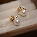 極簡一字珍珠．蚊香盤耳夾 - 金色_4