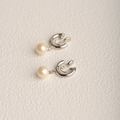 日本直送 | 極簡耳圈垂墜珍珠．U型彈簧耳夾 - 銀色/金色_8