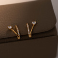 自訂款 | 單鑽小V排鑽線條．蚊香盤耳夾 - 銀色/金色_10