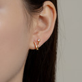 自訂款 | 單鑽小V排鑽線條．蚊香盤耳夾 - 銀色/金色_3