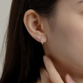自訂款 | 單鑽小V排鑽線條．蚊香盤耳夾 - 銀色/金色_5