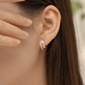自訂款 | 鑲鑽三環線條耳圈．蚊香盤耳夾 - 銀色/金色_7
