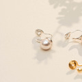 俐落線條貼耳珍珠．蚊香盤耳夾 - 銀色/金色_10